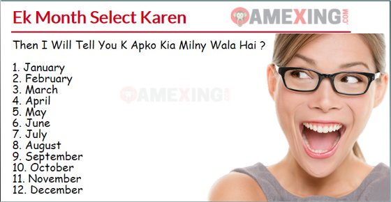 Ek Month Select Karen whatsapp game
